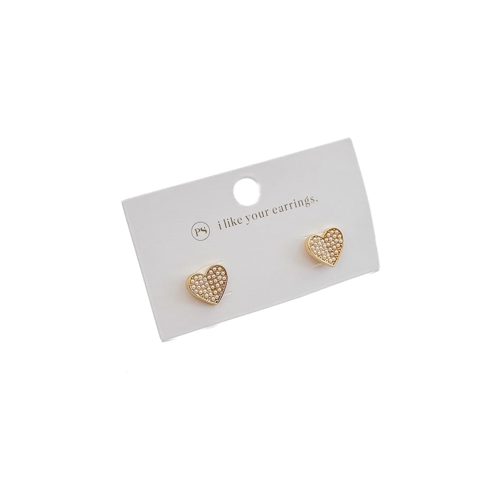 The Heart of Pearls Stud Earrings - WATERPROOF