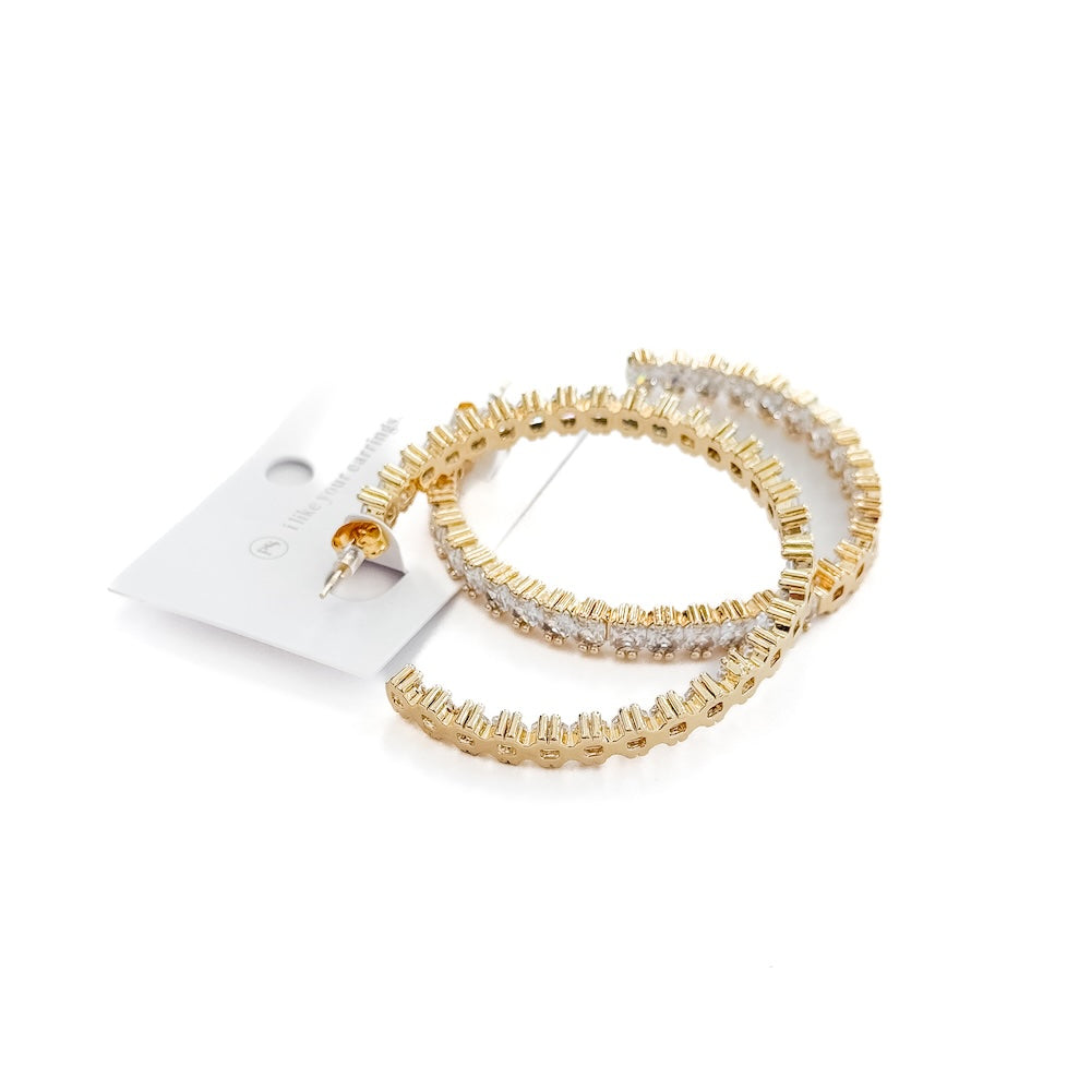 The Brielle Diamond Hoop Earrings - WATERPROOF