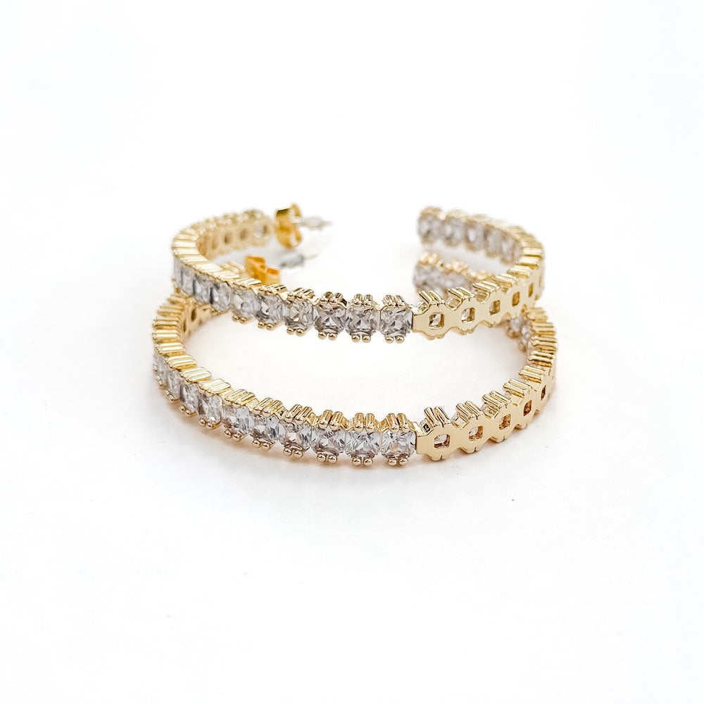 The Brielle Diamond Hoop Earrings - WATERPROOF