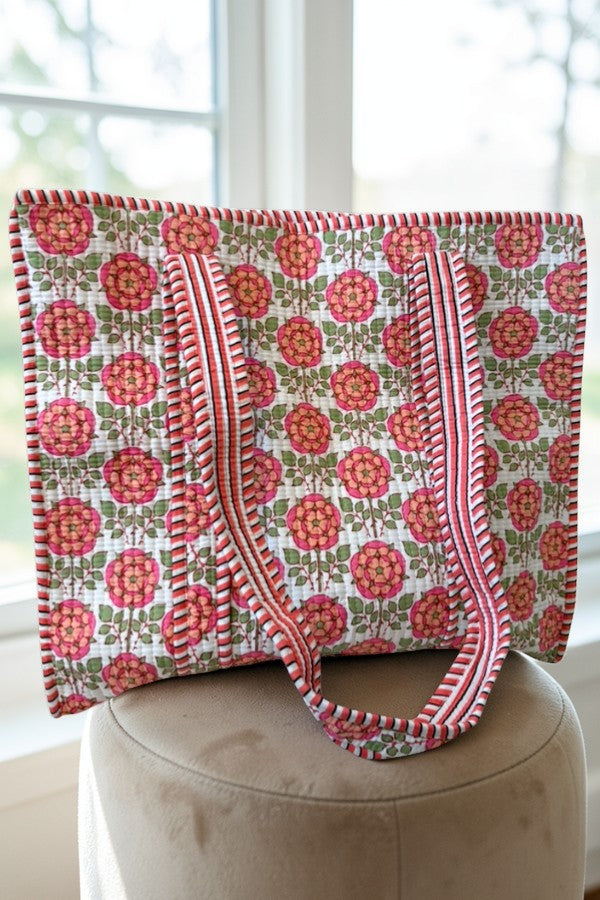 The Cali Pink Floral Tote Bag