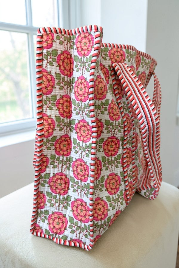 The Cali Pink Floral Tote Bag
