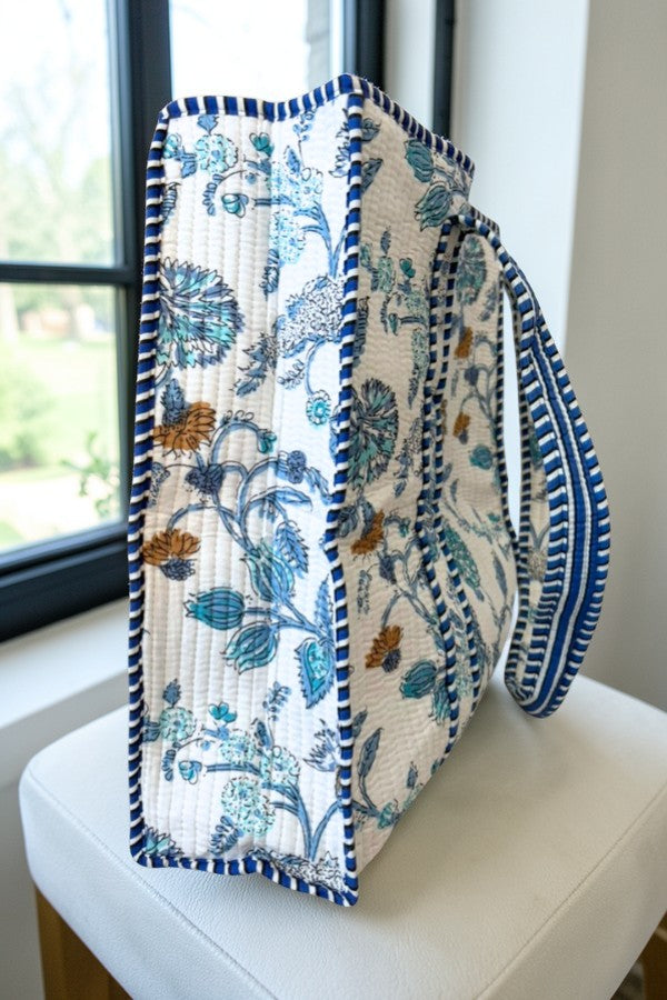 The Sasha Blue and White Floral Tote Bag
