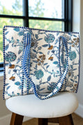 The Sasha Blue and White Floral Tote Bag